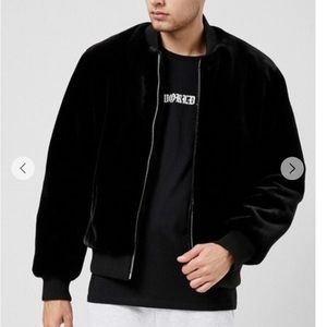 Forever 21 faux fur black bomber jacket fuzzy